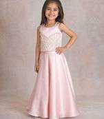 Pink embroidered satin co ord set