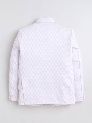Boys lilac cotton blend knitted geometric textured single-breasted blazer 3