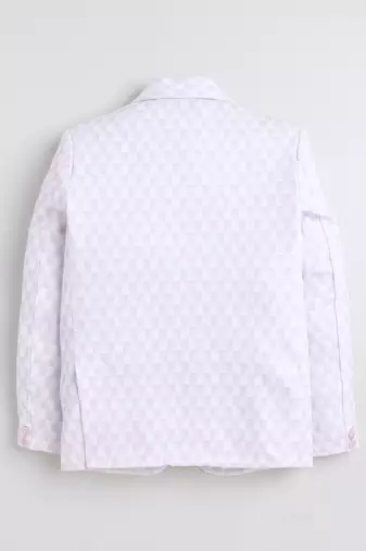 Boys lilac cotton blend knitted geometric textured single-breasted blazer