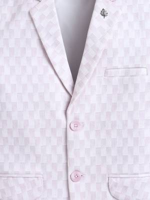 Boys lilac cotton blend knitted geometric textured single-breasted blazer 4