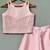 Pink embroidered satin co ord set