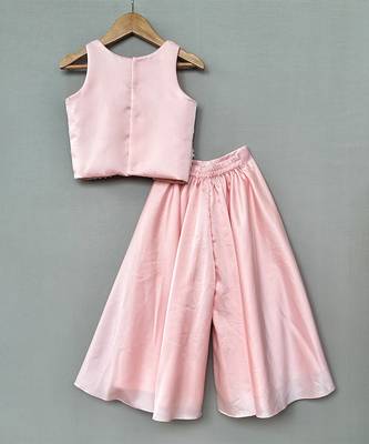 Pink embroidered satin co ord set 4