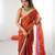 Orange tissue satin sequins saree with unstitched blouse piece.