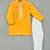 Yellow embroidered cotton kurta set