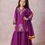 Purple embroidered silk kurti palazzo set with dupatta