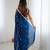Teal tissue satin sequins saree with unstitched blouse piece.