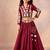 Maroon zari embroidered silk indo western lehenga set