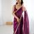 Wine tissue satin sequins saree with unstitched blouse piece.