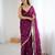 Wine tissue satin sequins saree with unstitched blouse piece.