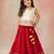 Red embroidered cotton lehenga set