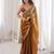 Gold tissue satin sequins saree with unstitched blouse piece.