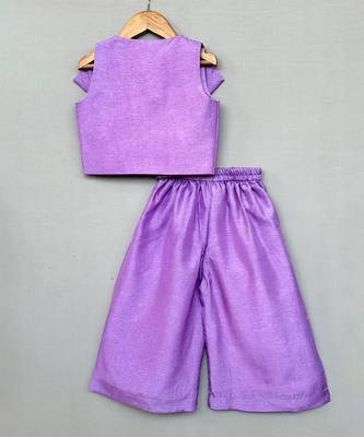 Lavender embroidered silk jacket co ord set 4