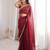 Maroon tissue satin sequins saree with unstitched blouse piece.