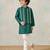 Bottle green embroidered silk kurta jacket set