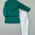 Bottle green embroidered silk kurta jacket set
