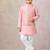 Peach embroidered silk kurta jacket set