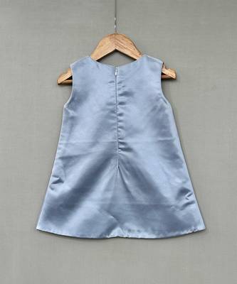 Grey floral embroidered satin dress 4