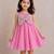 Pink bow embroidered organza dress
