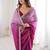 Wine tissue satin sequins saree with unstitched blouse piece.