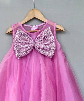 Pink bow embroidered organza dress 2