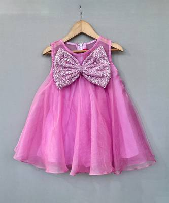 Pink bow embroidered organza dress 3