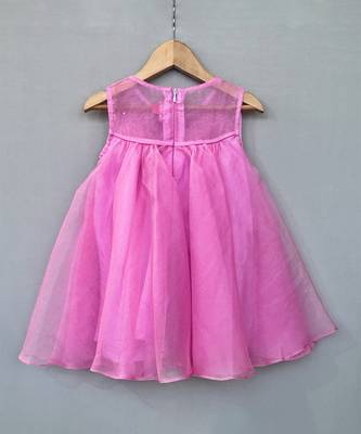 Pink bow embroidered organza dress 4
