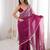 Wine tissue satin sequins saree with unstitched blouse piece.