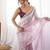 Lilac tissue embellished saree with unstitched blouse piece.
