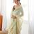 Olive tissue embellished saree with unstitched blouse piece.