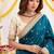 sky blue color satin sequin embroidered work saree with contrast blouse