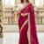 rani pink color satin sequin embroidered work saree with contrast blouse