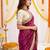 magenta color satin sequin embroidered work saree with contrast blouse
