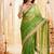 green color satin sequin embroidered work saree with contrast blouse