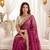 magenta color satin sequin embroidered work saree with contrast blouse