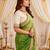 green color satin sequin embroidered work saree with contrast blouse
