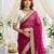 magenta color satin sequin embroidered work saree with contrast blouse