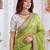 green color satin sequin embroidered work saree with contrast blouse