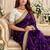 purple color satin sequin embroidered work saree with contrast blouse