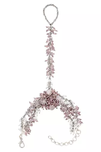 Lilac crystal pearl haath phool