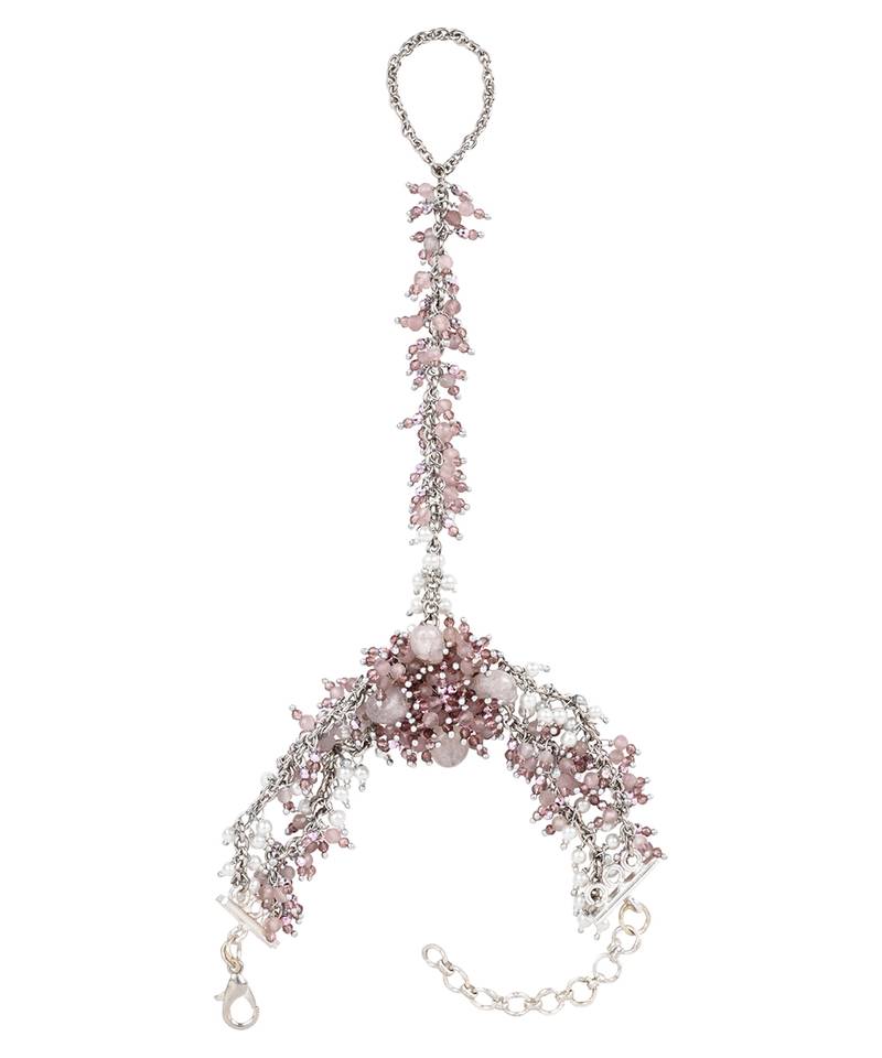 Lilac crystal pearl haath phool