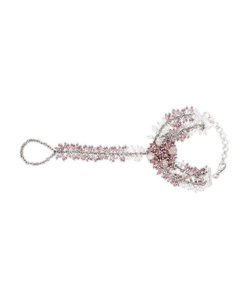 Lilac crystal pearl haath phool