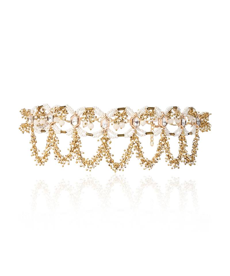 White and gold choker necklace