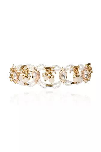 White pearl kundan bracelet
