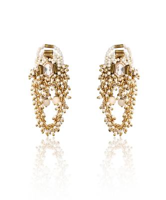 Gold toned kundan stud earrings 2