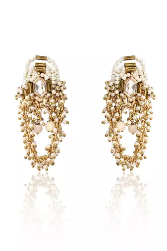 Gold toned kundan stud earrings