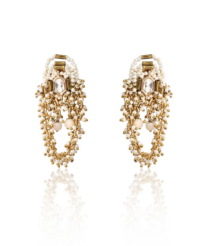 Gold toned kundan stud earrings