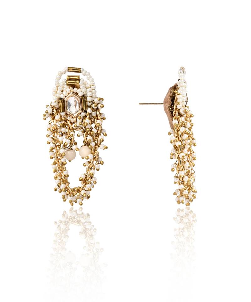Gold toned kundan stud earrings