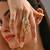 White gold kundan beaded ring