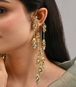 Gold plated kundan layered earcuff with earrings
