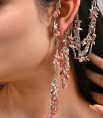 Silver plated earcuff earrings with hair extension
